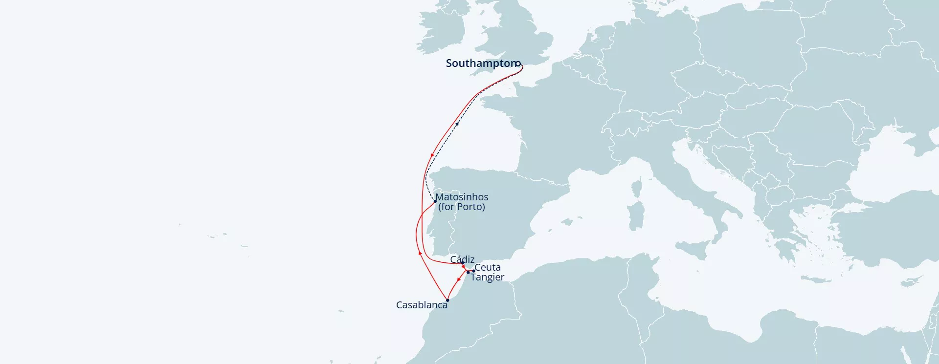 Itinerary map for Discovering Cultural Morocco